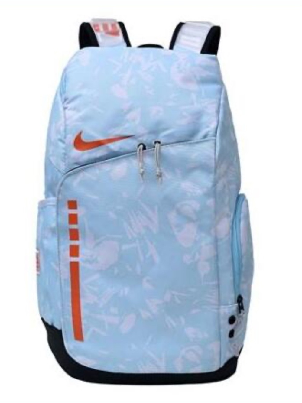 Nike Light Blue Backpack with Orange Swoosh Accents